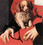 Portrait of a Lady with a Puppy (detail) fg BRONZINO, Agnolo